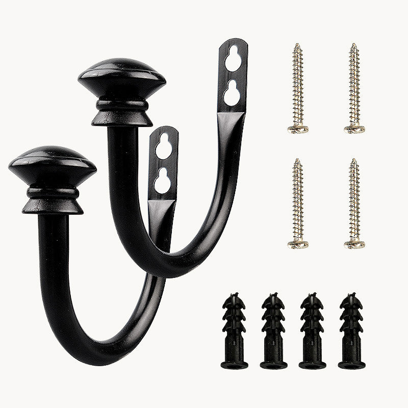 2 Pack Curtain Holdbacks,U Shaped Wall Mounted Curtain Tieback Hooks Drapery Tiebacks Decorative Curtain Hooks Window Treatment Holdbacks Hardware for Home Decor